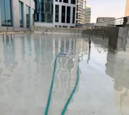 KAFD Tower Terrace Works — testing: flood testing and inspection of the completed waterproofing
